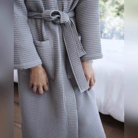 NWT Quince Organic Turkish Waffle Robe Grey Sz S - Picture 4 of 7
